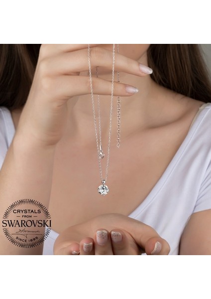 Swarovski Zirconia Pırlanta Montür Baget 925 Ayar Gümüş Kolye