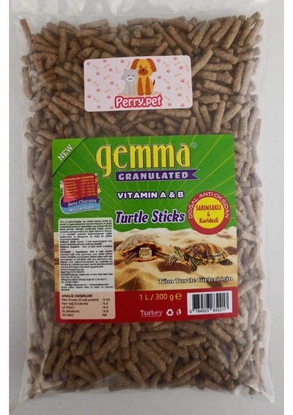 Turtle Sticks Sarımsaklı ve Karidesli Kaplumbağa Yemi 1 Litre 300 gr