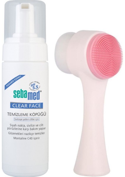 Clearface Yüz Temizleme Köpüğü 150 ml ve Pudrashine Yüz Temizleme Fırçası