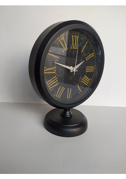 Siyah Renkli Metal Ofis Salon Masa Saati 25*20 cm