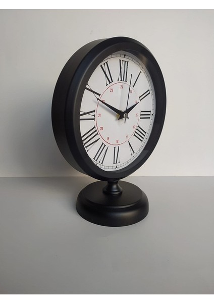 Siyah Renkli Metal Ofis Salon Masa Saati 25*20 cm R1