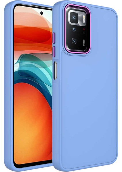 Xiaomi Redmi 10 Kılıf Metal Çerçeve Hassas Butonlu Renkli Içi Kadife Lansman Kılıfı Luna Kapak Lila