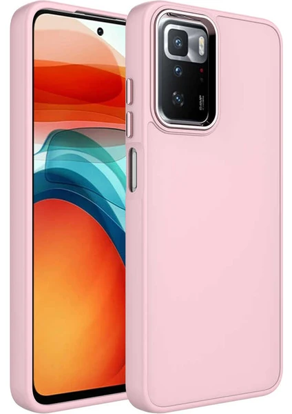 Case 4U Xiaomi Redmi 10 Kılıf Metal Çerçeve Hassas Butonlu Renkli Içi Kadife Lansman Kılıfı Luna Kapak Pembe