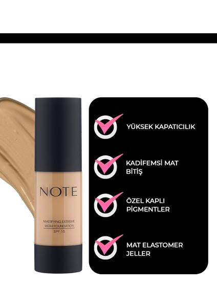 Mattifying Extreme Wear Mat Bitişli SPF 15 Kapatıcı Fondöten 01 Beige
