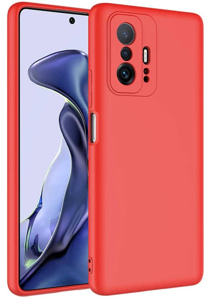 Case 4U Xiaomi Mi 11T 5G Kılıf Kamera Korumalı Içi Kadife Logosuz Mara Lansman Silinebilir Kılıf Kırmızı