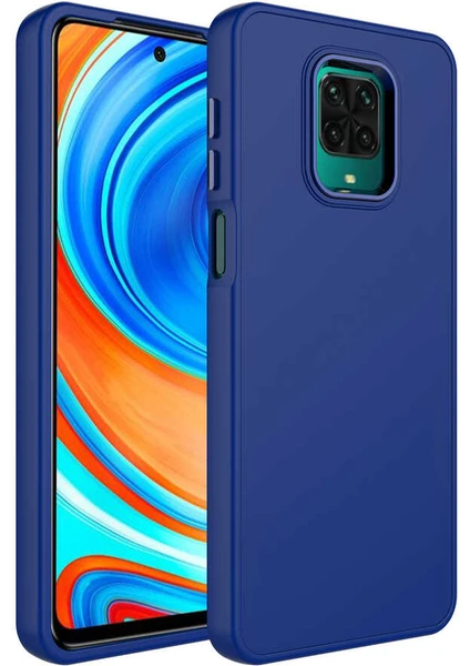 Case 4U Xiaomi Redmi Note 9s Kılıf Metal Çerçeve Hassas Butonlu Renkli Içi Kadife Lansman Kılıfı Luna Kapak Lacivert