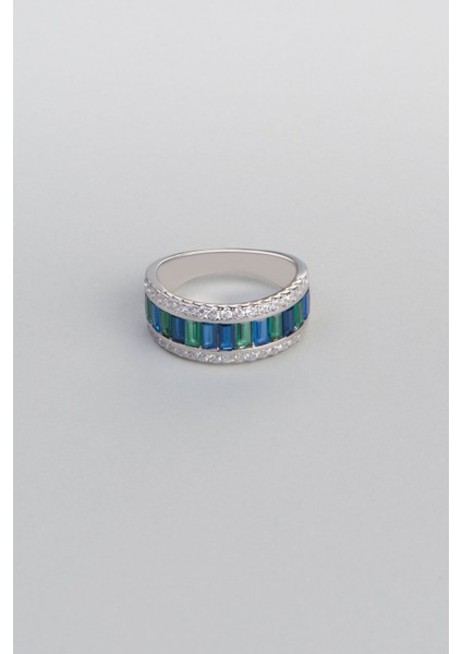 Yakamoz Tılsımı 18 Ayar Beyaz Altın Kaplama Gümüş Baget Yüzük fiyatları