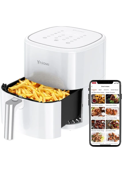 Y22 Beyaz Airfryer 1500W 5lt Akıllı Fritöz (Yasomi Türkiye Garantili)