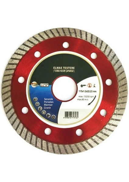 Elmas Testere 115 mm Turbo Kesim Kesici Çapaksız Hassas Seramik Mermer Granit