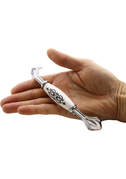 Eljarana Lüks Porselen Mobilya Çekmece Dolap Kapak Kulpu Kulbu 128 mm Beyaz Krom fiyatları