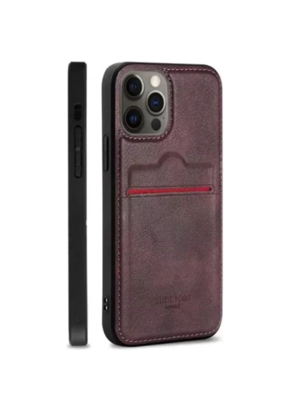 Iphone 14 Pro Kartlıklı Deri Kılıf Kırmızı