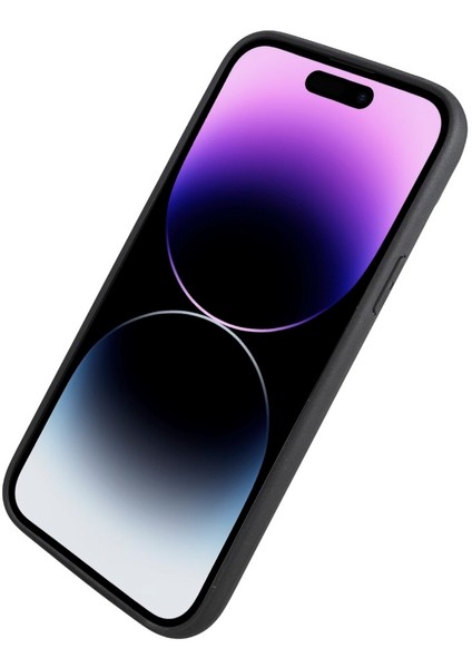 Apple iPhone 14 Pro Uyumlu Deri Standlı Arka Kapak BRN4EF Mavi