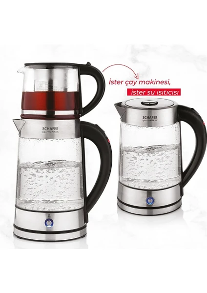 Gourmemaxx Cam Çay Makinesi Kettle 4 Parça