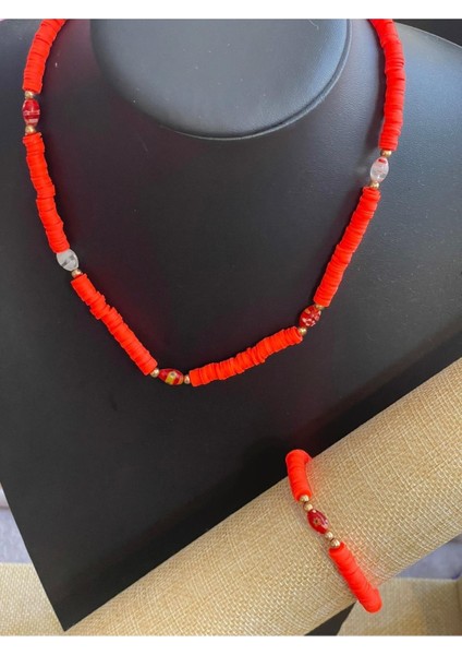 Tasarım Fimo Boncuklu Doğal Taşlı Bileklik Set