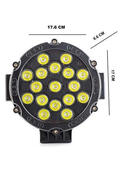 Off Road Sis Lambası Ledli 51WATT 17 Ledli Siyah 4x4