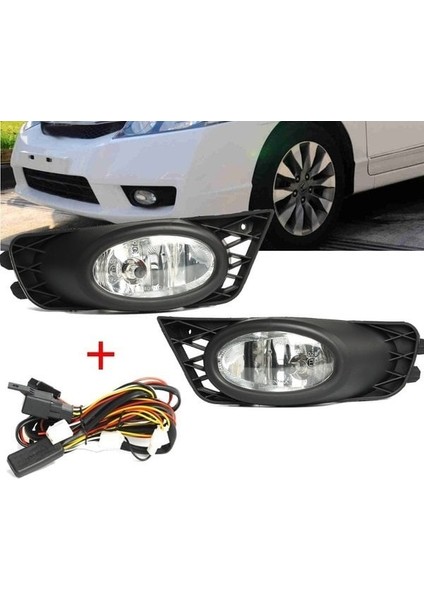 Honda civic fd6 uyumlu sis lambası farı çerçeveli 2009 / 2012