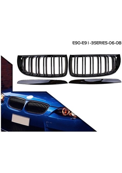 Bmw e90 m3 ön böbrek panjur piano black 2006 - 2009 çift tırnak