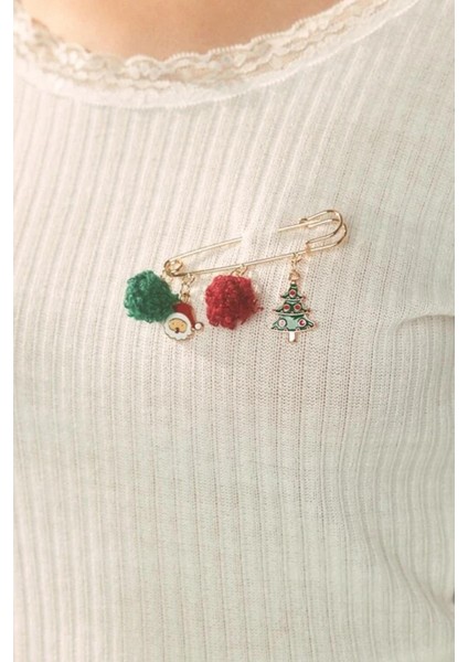 Yılbaşı Charm Figürlü Iskoç Iğne Yaka Iğnesi