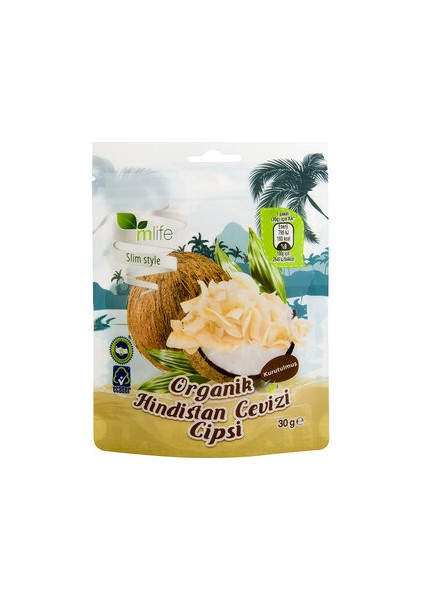 Organik Hindistan Cevizi Cipsi 30G