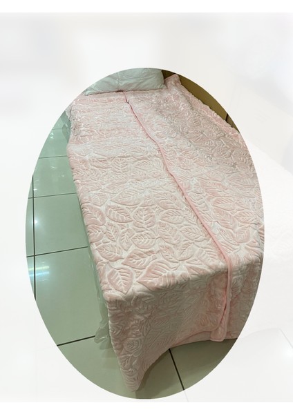 Damla Embos Vizon Çift Kişilik Kabartmalı Battaniye Pembe