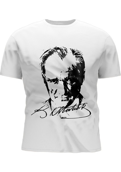 Atatürk Baskılı Unisex T-Shirt - Beyaz