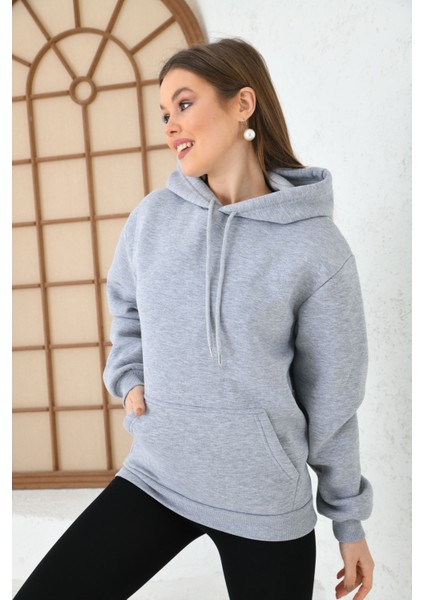 Siyah Unisex Basic Oversize Fit Kapuşonlu Içi Yumuşacık Tüylü Sweatshirt fiyatları