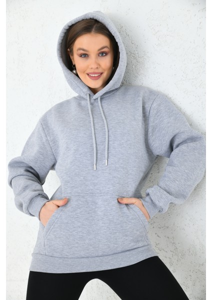 Siyah Unisex Basic Oversize Fit Kapuşonlu Içi Yumuşacık Tüylü Sweatshirt modelleri