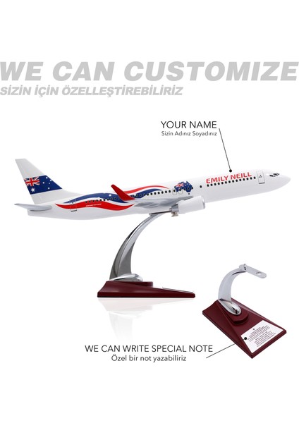 1:100 Boeing 737-800 Avustralya Tasarımlı Uçak Maketi, 1/100 Ölçek Model Uçak, Havacılık Meraklıları Için Hediye, Koleksiyoner Hediyesi