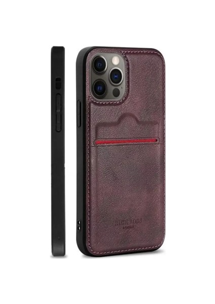 iphone 11 Pro Kartlıklı Deri Kılıf Bordo