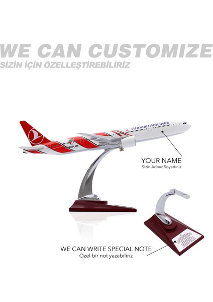 1:200 Boeing 777-300 Thy Lisanslı Model Uçak, Thy Uçak Maketi, Uçmayı Sevenler Için Dekoratif Kaideli Ürün, Koleksiyonerler Için Uçak