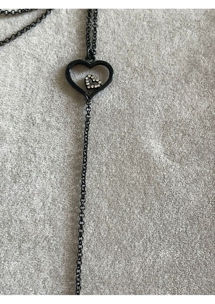 Çelik Tasarım Zirkon Taşlı Kalp 2 Boy Üçgen Ok Kolye 60 cm Zincir fiyatları