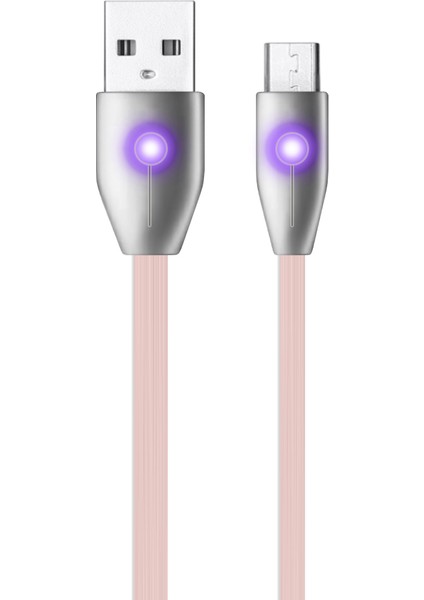 K484 Micro USB Yassı Işıklı 1.2mt Şarj ve Data Kablosu