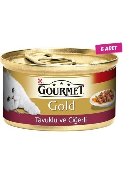 Tavuk ve Ciğerli Yetişkin Kedi Konservesi 85 gr 6 Adet