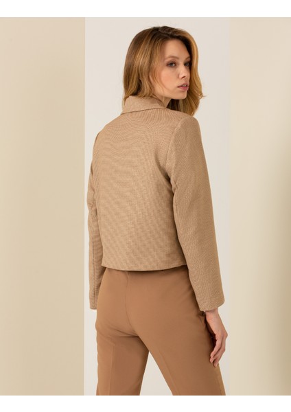 Kadın Camel Crop Ceket 50260294-VR015