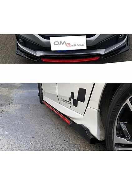 Vw Transporter T5 2003-2015 Gri Şeritli Ön Lip ve Yan Marşpiyel Seti Piona Black