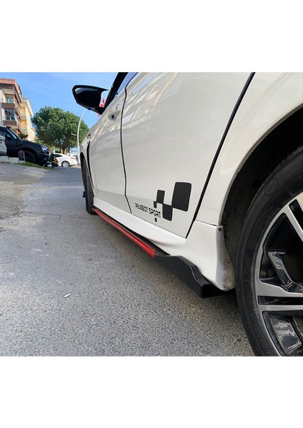Vw Transporter T5 2003-2015 Kırmızı Şeritli Ön Lip ve Yan Marşpiyel Seti Piona Black