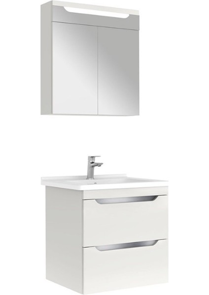 Casilla 65 cm Satin Gri Banyo Dolabı Takımı (Ayna Dolabı)