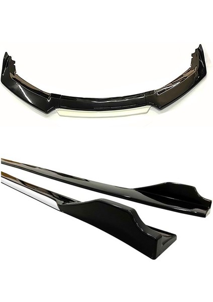 Vw Beetle 2011-2016 Beyaz Şeritli Ön Lip ve Yan Marşpiyel Seti Piona Black