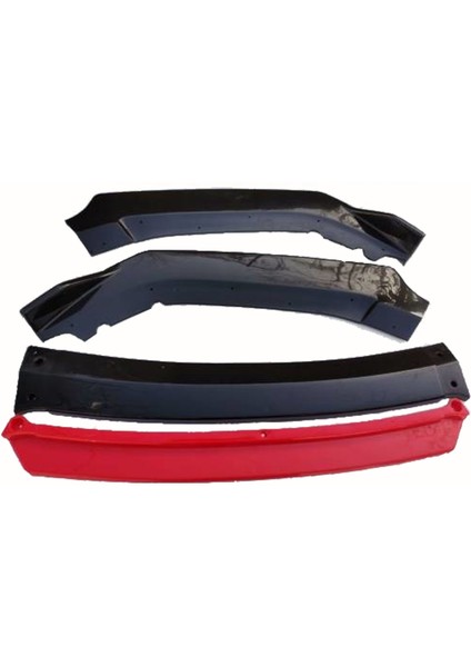 Opel Corsa D 2006-2014 Kırmızı Şeritli Ön Lip ve Yan Marşpiyel Seti Piona Black indirimleri