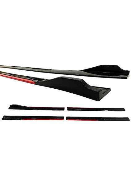 Ford Fiesta 1996-1999 Kırmızı Şeritli Ön Lip ve Yan Marşpiyel Seti Piona Black