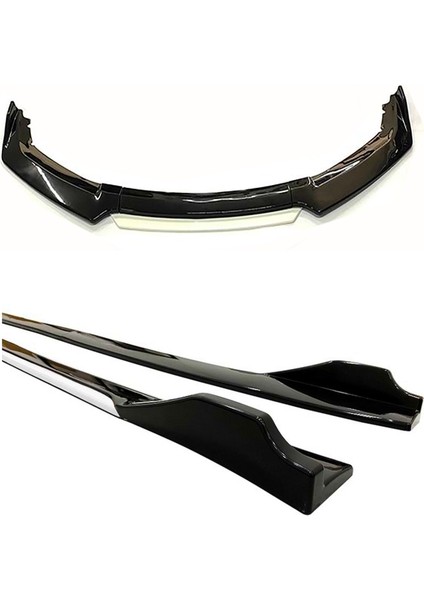 Audi A7 2010-2014 Beyaz Şeritli Ön Lip ve Yan Marşpiyel Seti Piona Black