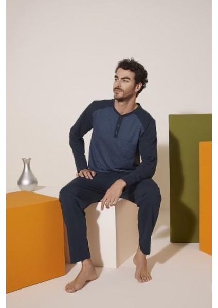 Uzun Kollu Pamuk Erkek Pijama Takım 9201