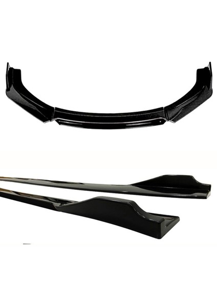 Mazda 2 2012-2019 Piona Black Şeritli Ön Lip ve Yan Marşpiyel Seti Piona Black