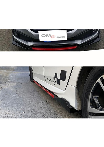 Vw Passat B7 2010-2014 Piona Black Şeritli Ön Lip ve Yan Marşpiyel Seti Piona Black