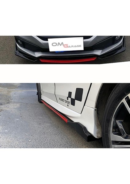 Mercedes G W463 Piona Black Şeritli Ön Lip ve Yan Marşpiyel Seti Piona Black