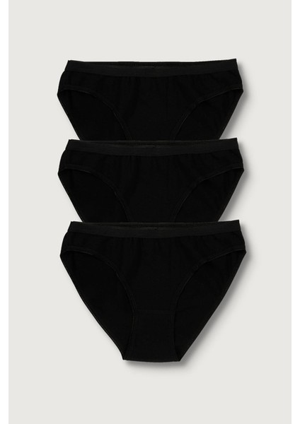 3'lü Kadın Pamuklu Siyah Bikini Külot modelleri