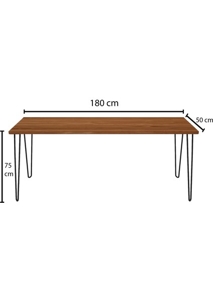 Dekor Masif Ağaç Tik Renk 180 x 50 cm Çalışma Masası CPT4619-180