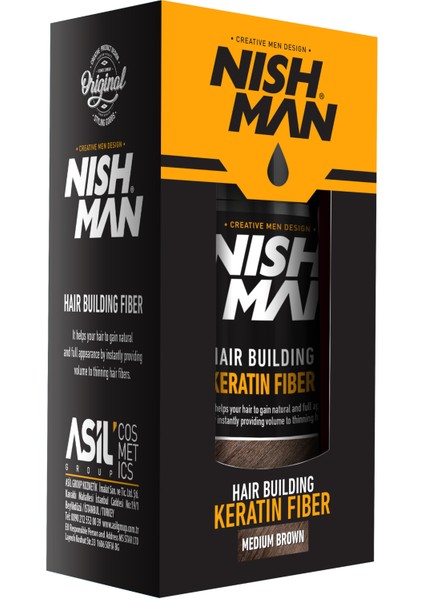 NISHMAN Saç Dolgunlaştıcı Keratin Fiber ( Medium Brown ) 21Gr