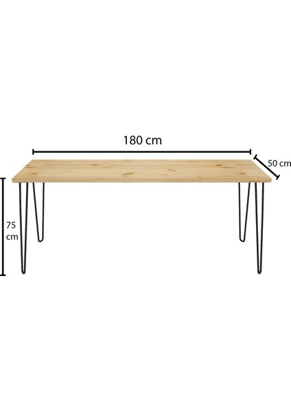 Dekor Masif Ağaç Natural Renk 180 x 50 cm Çalışma Masası CPT4620-180