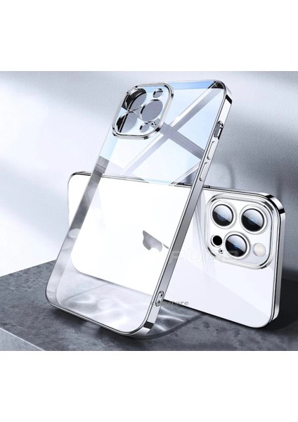 iPhone 14 Pro Uyumlu Kılıf Kamera Lens Koruyuculu Sararmaz Şeffaf Toz Geçirmez Hoparlör Tasarımı Elektrolizle Darbeye Dayanıklı Çizilmez Ince